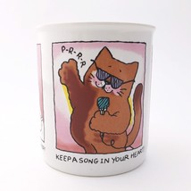 Vintage 80s Hallmark Mug Mates Cat Coffee Cup Dancing Singing 1985 Gift - $13.24