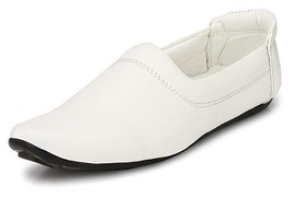 Mens Jutti Mojari Jalsa Nagra ethhnic Shoe US size 7-12 Faux Leather White Soft - £25.60 GBP