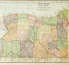 1917 Western New York State Map Antique Atlas Of The World WW1 Era US DW... - $554.45 MXN