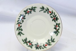 Baum Bros Formalities Holly Collection Saucers 6&quot; Lot of 8 Christmas Hol... - $29.39