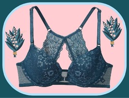 36DD Teal Shine Lace Front Close Extreme Lift Victorias Secret Plunge Pu Uw Bra - £31.63 GBP