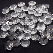 100Pcs Crystal 14mm Octagon Beads Chandelier Lamp Parts Prism Ornament F... - £6.80 GBP