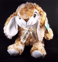 Plush Tan speckled Chocolate scented seated bunny satin bow Easter NEW - £12.49 GBP