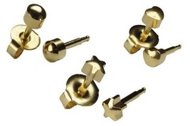 Universal Heart and Star Universal Ear Piercing Studs 12 Pair 24 K Gold Cartilag - $19.99