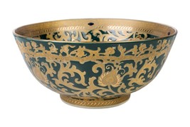 Green and Gold Tapestry Porcelain Bowl 12&quot; Diameter - £134.22 GBP