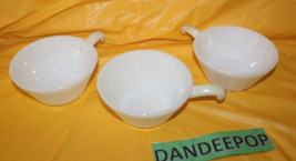 Vintage 3 Piece Fire King Oven Proof Milk Glass Soup bowls With Handles - $34.64