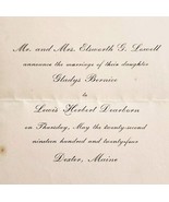 1924 Wedding Engagement Announcement Bernice Dearborn Lowell Maine Ephem... - $27.34 CAD