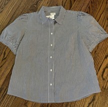 NEW J.Crew Factory Striped Puff-sleeve Button-up Shirt Size Large NWT - £34.41 GBP