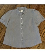 NEW J.Crew Factory Striped Puff-sleeve Button-up Shirt Size Large NWT - £39.03 GBP