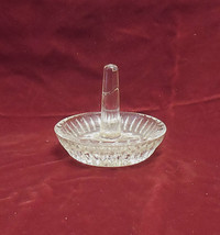 Vtg Crystal Glass Ring Tree Holder with a Lovely Cut Pattern on the unde... - £11.93 GBP