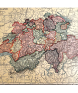 1917 Switzerland Map Atlas Of The World Antique Europe Hammond WW1 Era D... - $41.60 CAD