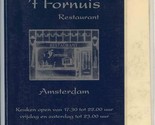 &#39;t Fornuis Restaurant Menu Utrechtsestraat Amsterdam Netherlands  - £17.11 GBP