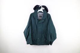 Vtg 90s Nautica Mens Medium Distressed Elbow Patch Hooded Sailing Jacket Green - £55.35 GBP