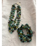 NWT! Christopher  &amp; Banks Necklace and Bracelet beaded teal brown green - €12,69 EUR