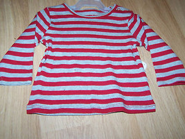 Infant Size 6-9 Months Disney Baby Red &amp; Grey Striped Long Sleeve Shirt ... - £6.39 GBP