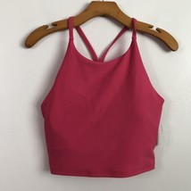 Old Navy M Active Powersoft Tank Pink Rose Crop Pullover Stretch Top Built Bra - £11.78 GBP