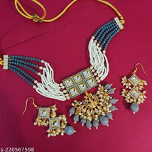 Rajasthani Jewelry Kundan Necklace Earrings Marwadi Traditional Gold Plated cc - £3.87 GBP