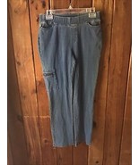 Denim &amp; Co. Cozy Touch Denim Petite Size M Pull-On Jeggings Jeans Faded ... - $13.10