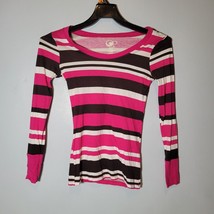 OP Girls Shirt Top Juniors Small (3-5) Multi-Color Striped Pullover Pink White - £10.19 GBP