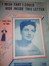 Vintage I Wish I Could Hide Inside This Letter Sheet Music 1943 - $2.99