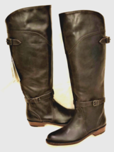 FRYE Knee High Boots Sz-6 Dark Brown Genuine Leather Made in Brazil - £94.41 GBP