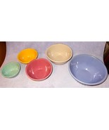 Vintage Watt Oven Ware Colored Bowl Set of 5 Greek Roman Pattern - $149.00