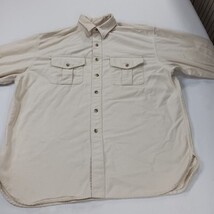 Vintage Eddie Bauer Men's Cream Heavyweight Cotton Long Sleeve Shirt Chest 52" image 8