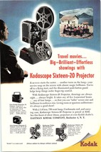 1949 Vintage Print Ad Eastman Kodak Company KodaScope Sixteen-20 Movie Projector - £9.34 GBP