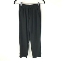 Zara Basic Womens Cropped Pants Black Adjustable Drawstring Waist Slash Pocket S - £12.30 GBP