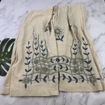 Vintage 70s Floral Curtains 2 Panels Blue Beige Chenille Embroidered Boh... - $657.15 MXN