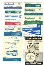 10 Detroit Greyhound Lines Pocket Time Tables 1950's 1960'and 1970's - $19.78