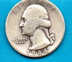 1944  Washington Silver Quarter - Circulated Moderate Wear - $8.00