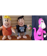 Flintstones Animation Fred Barney Dino Vintage Plush Football Stuffed Toys - £48.10 GBP
