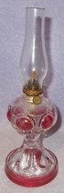 Bulls Eye Red Flash Glass Miniature Kerosene Lamp with Chimney  - £31.93 GBP