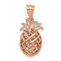 14K Rose Polished &amp; Diamond-cut 3D Pineapple Pendant D4534 - £166.75 GBP