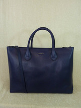 FURLA Notturno Blue Saffiano Leather Martha Tote/Xbody Bag $328 - Made in Italy - £262.13 GBP