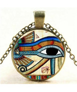Vintage Egyptian EYE OF HORUS Stainless Steel Man Pendant Necklace 24&quot; C... - $231.52 MXN