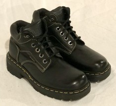 Dr. Martens Doc Womens Sz 7 Black Leather Combat Ankle Boots - England Pre Owned - £48.22 GBP