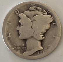 1917-S Mercury Silver Dime. - $4.50