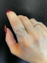 1ct Round Cut Diamond Heart Shaped Statement Engagement Ring 14k White Gold Over - £73.90 GBP