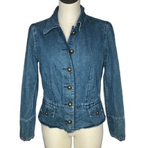 Cato Jean Jacket Elastic Waist Pleated Front Womens M Pockets Lace Denim... - $22.00