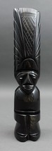 Mexican Aztec Mayan Hand Carved Black Gold Obsidian Stone Figure Statue 10 1/8&quot; - £149.87 GBP