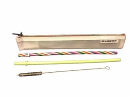 Starbucks Venti 24 oz Reusable Straw &amp; Brush Set - Candy Cane &amp; Lime With Pouch - £14.42 GBP