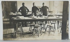 Rppc Ft Crook Nebraska Soldiers Posing In Mess Hall Dining Area Postcard P16 - £39.46 GBP