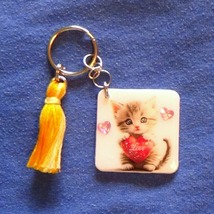 Cute Kitty - Handmade Keychain - $15.00