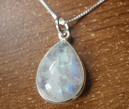 Blue Moonstone Teardrop 925 Sterling Silver Pendant Corona Sun Jewelry a204g - £13.66 GBP