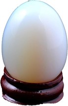 Opal Opalite 40 30mm Eggs with Wood Stand Stone Carved Natural Gemstone Bell Cha - $24.87