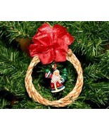 Handmade Rope Wreath Christmas Ornament with Santa Claus - $8.16 CAD