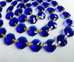 3FT Blue Crystal Chandelier Lamp Part 14mm Glass Bead Curtain Wedding Gold Chain - £8.52 GBP