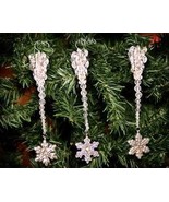 Handmade Beaded Icicle Christmas Ornaments with Snowflakes - $13.65 CAD